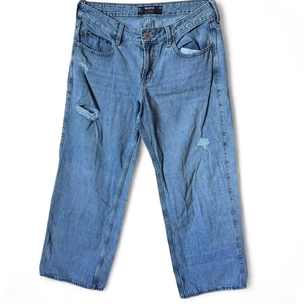 Hollister Co. low‎ rise baggy cotton jeans in blue, size 10R